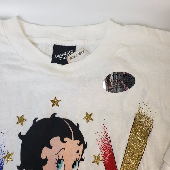 Diamond Dust Betty Boop Vtg 90s Dated 1990 Glam Chick TULTEX T Shirt L MADE USA - Picture 4 of 5